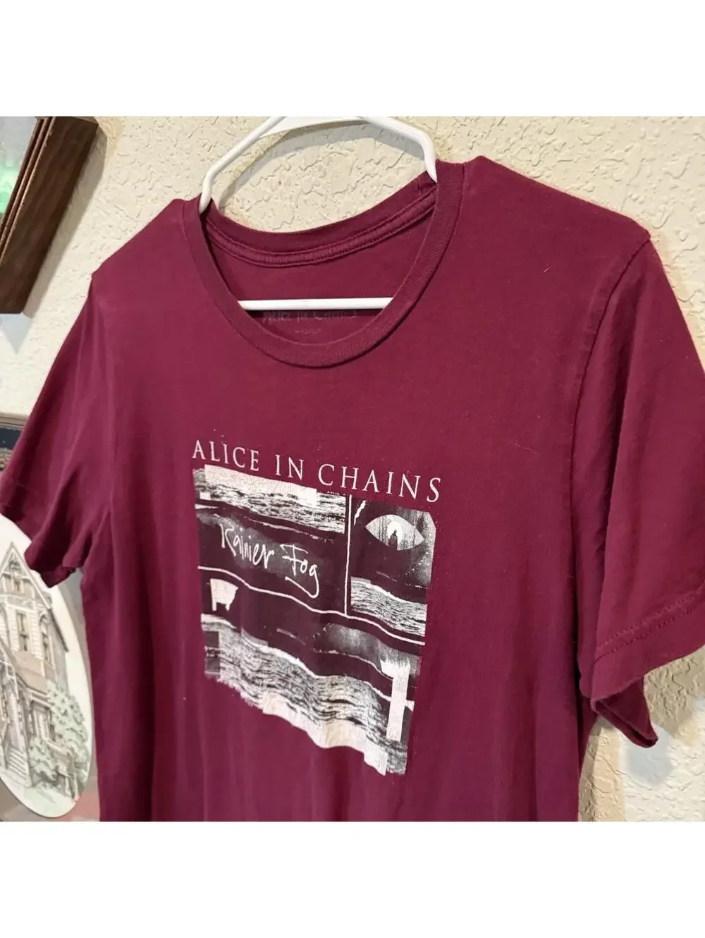 Alice In Chains Rainier‎ Fog Red Mens Medium Burgundy Rock Band Tour Shirt